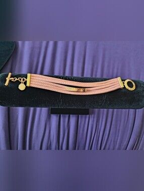 Marc By Marc Jacobs Rose Goldtone Bracelet With Toggle Clasp And Pink Leather.